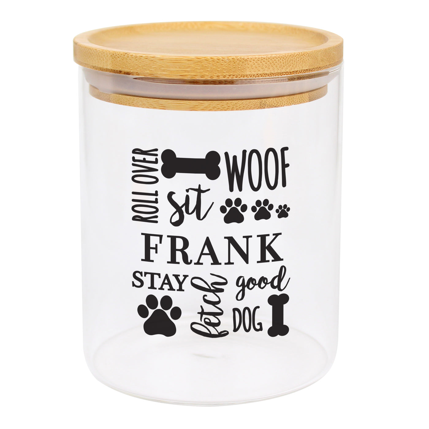 Personalised Glass Dog Treat Jar with Bamboo Lid