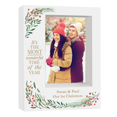 Personalised 'Wonderful Time of The Year Christmas' 5x7 Box Photo Frame - Shop Personalised Gifts