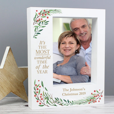 Personalised 'Wonderful Time of The Year Christmas' 5x7 Box Photo Frame - Shop Personalised Gifts