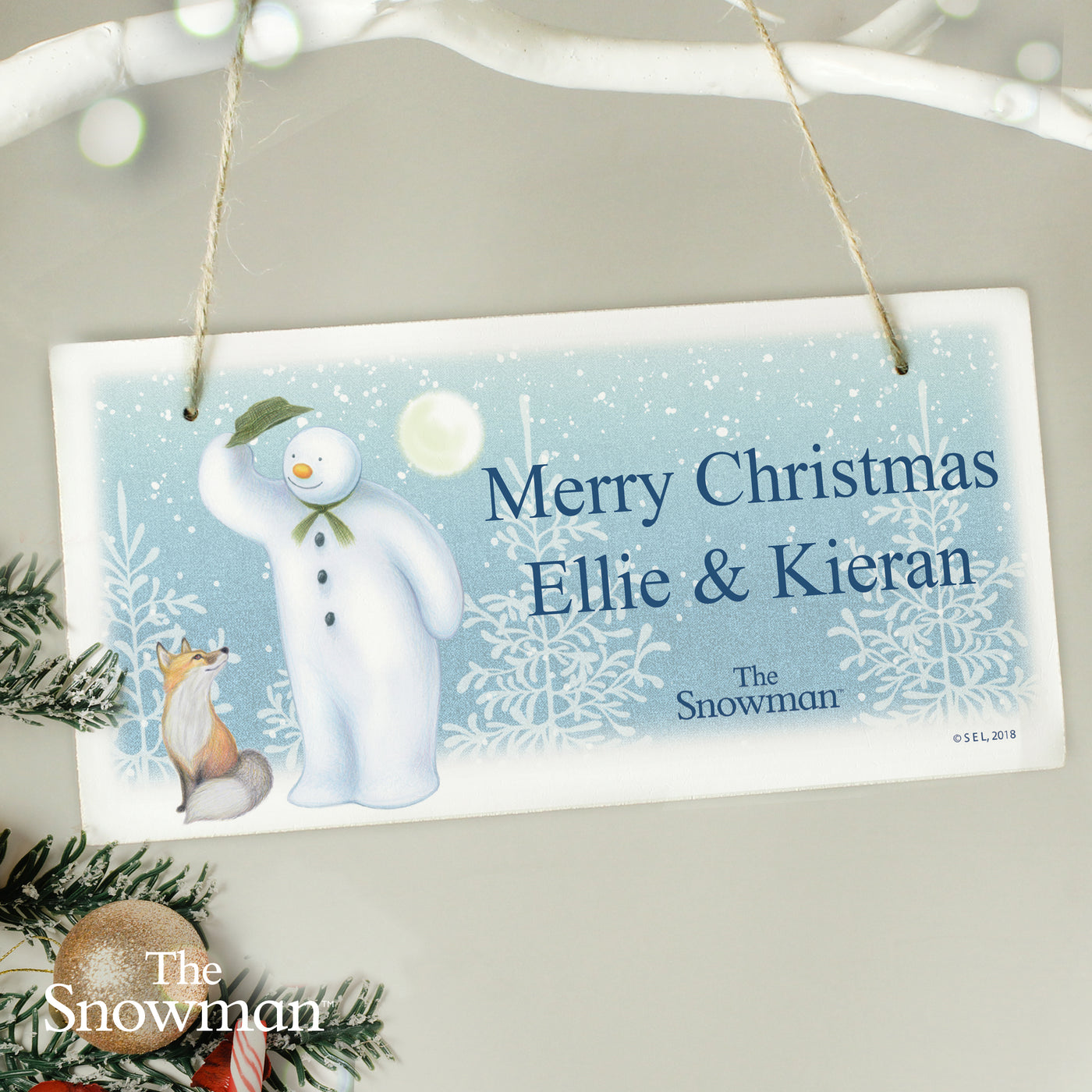 Personalised The Snowman Snow Wonder Wooden Hanging Sign