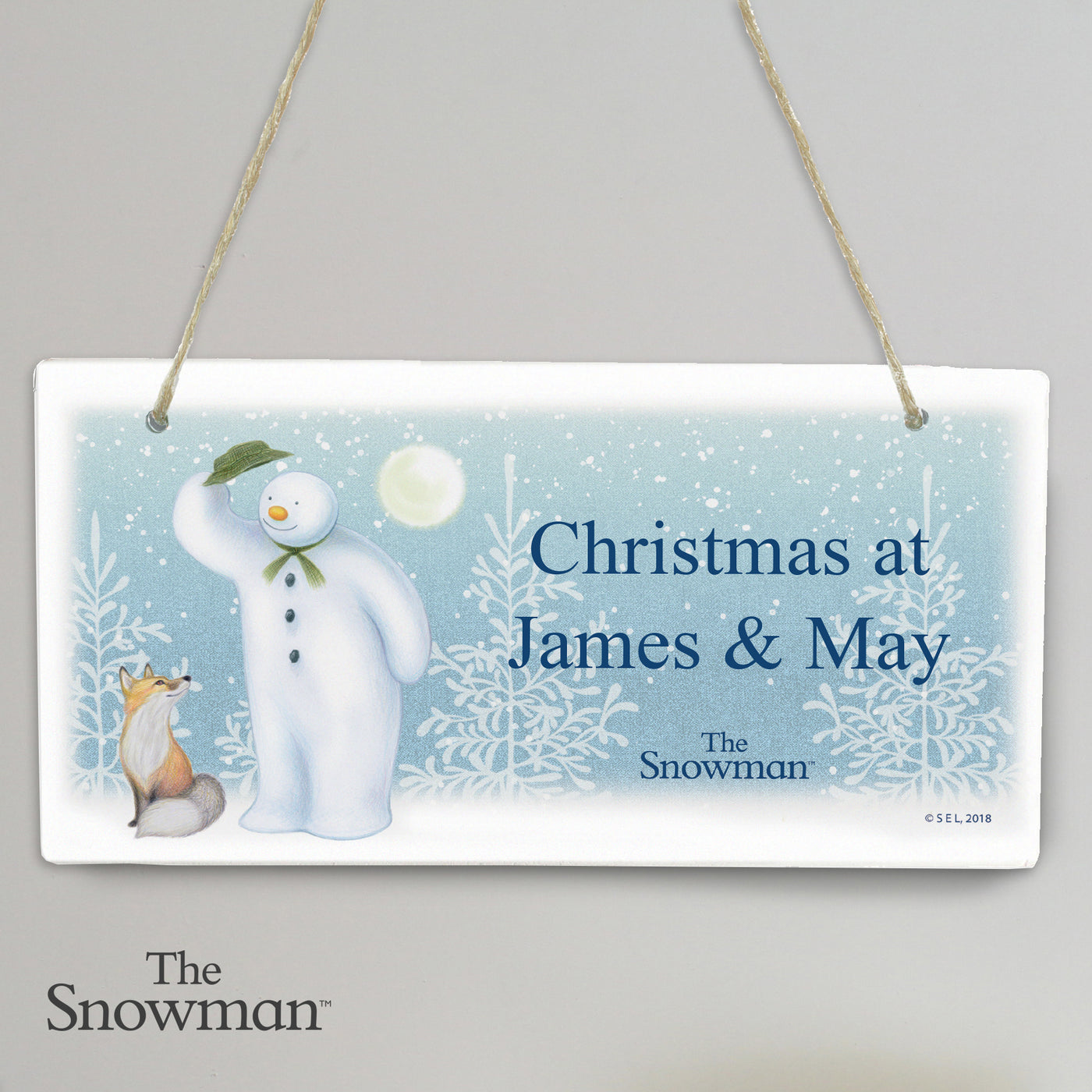 Personalised The Snowman Snow Wonder Wooden Hanging Sign