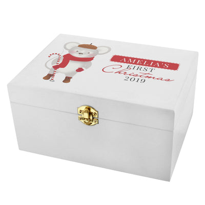 Personalised '1st Christmas' Mouse White Wooden Christmas Eve Box - Shop Personalised Gifts