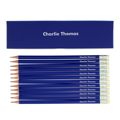 Personalised Name Only Box and 12 Blue HB Pencils - Shop Personalised Gifts