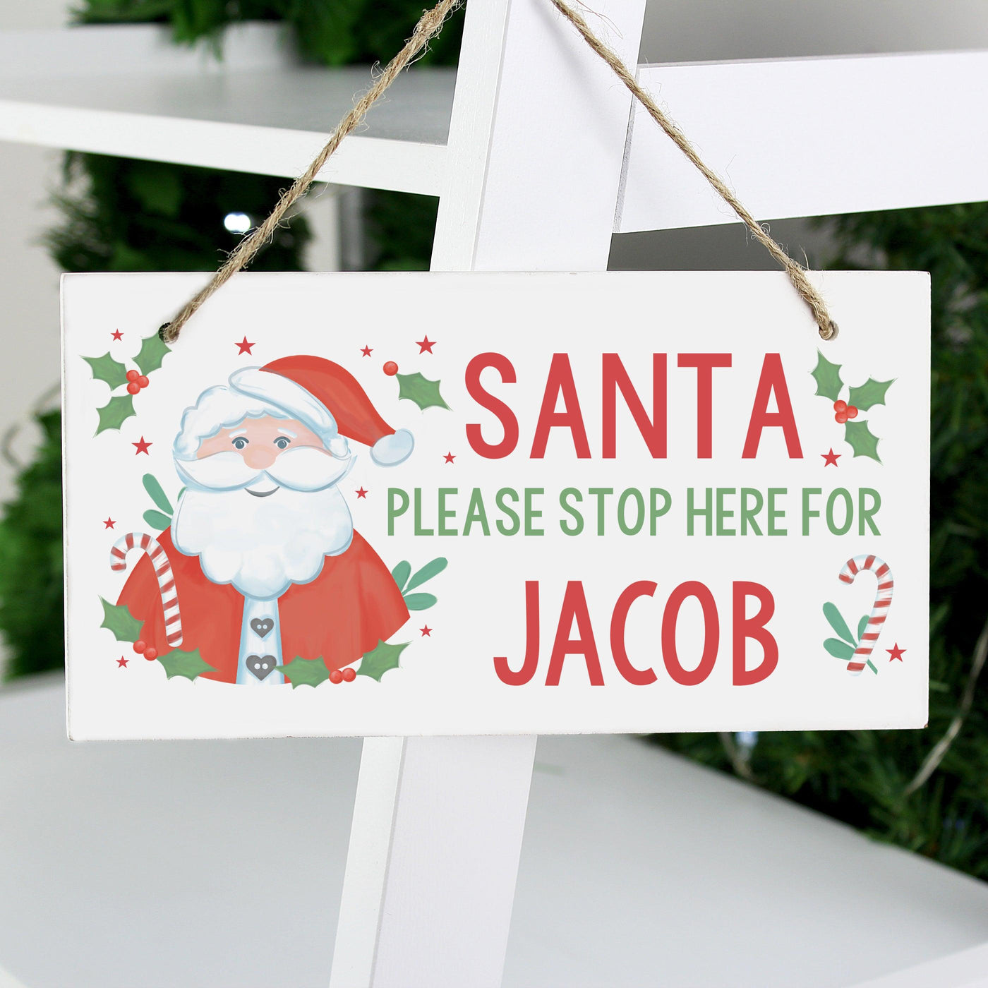 Personalised Santa Stop Here Wooden Sign - Shop Personalised Gifts