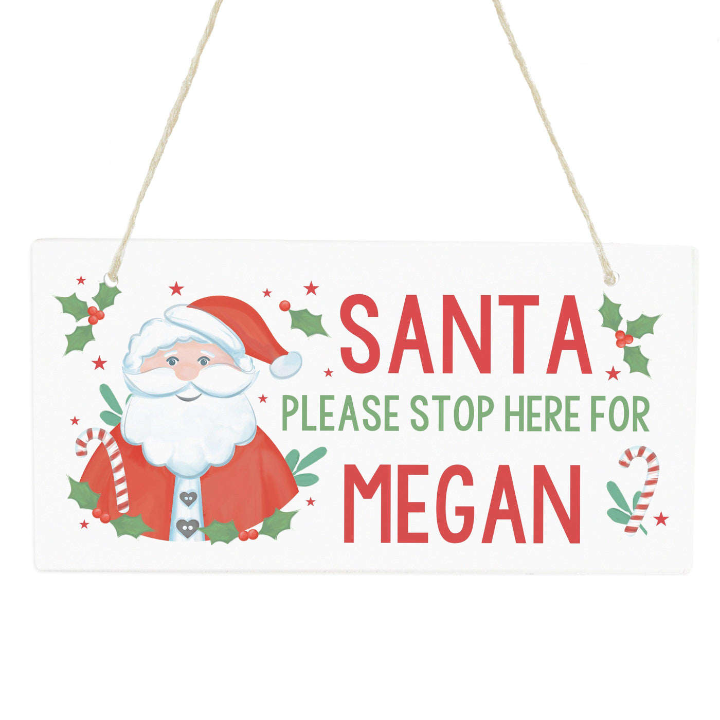 Personalised Santa Stop Here Wooden Sign - Shop Personalised Gifts