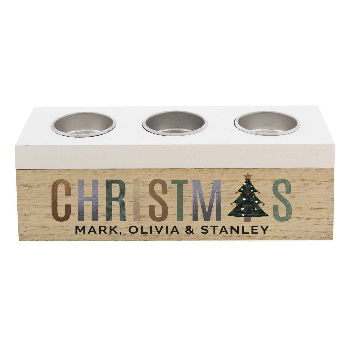 Personalised Christmas Tree Triple Tea Light Box - Shop Personalised Gifts