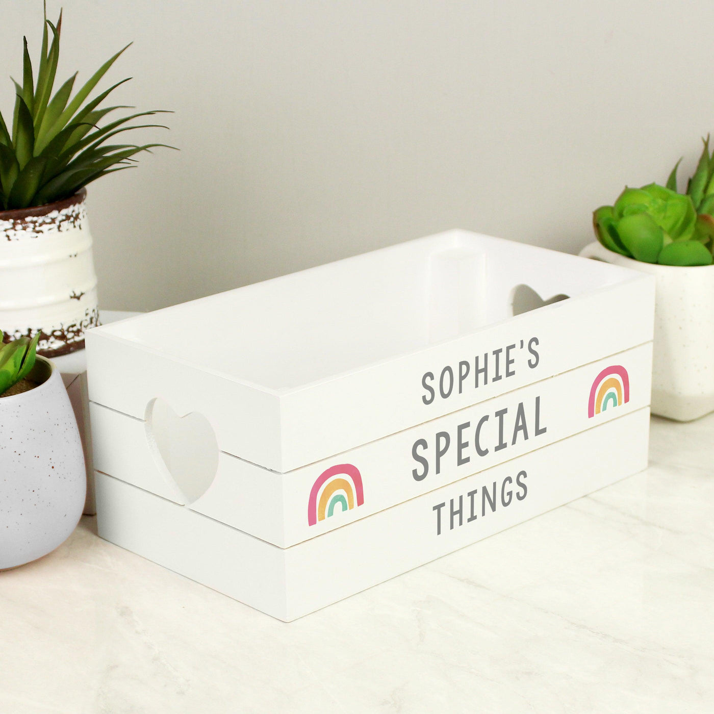 Personalised Rainbow White Wooden Crate - Shop Personalised Gifts