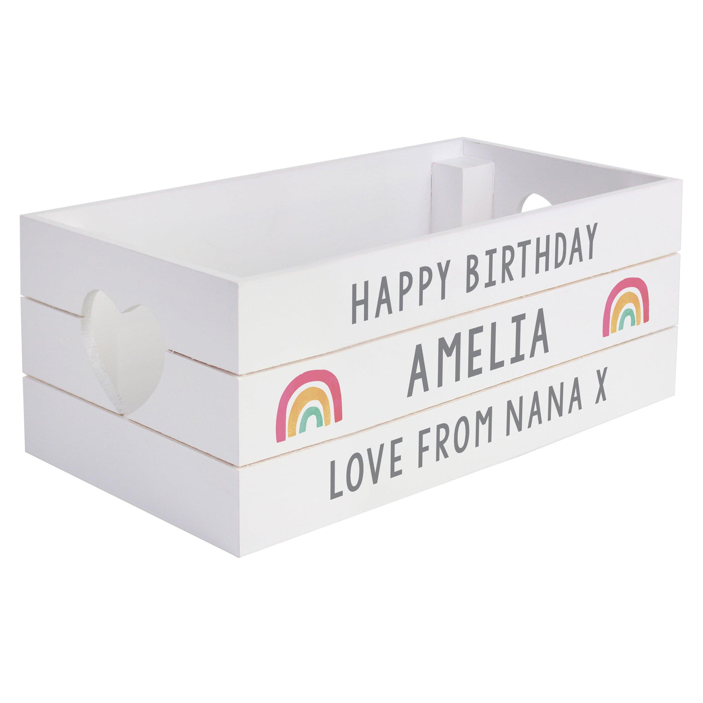 Personalised Rainbow White Wooden Crate - Shop Personalised Gifts