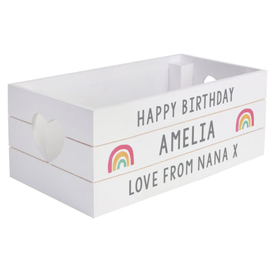 Personalised Rainbow White Wooden Crate - Shop Personalised Gifts