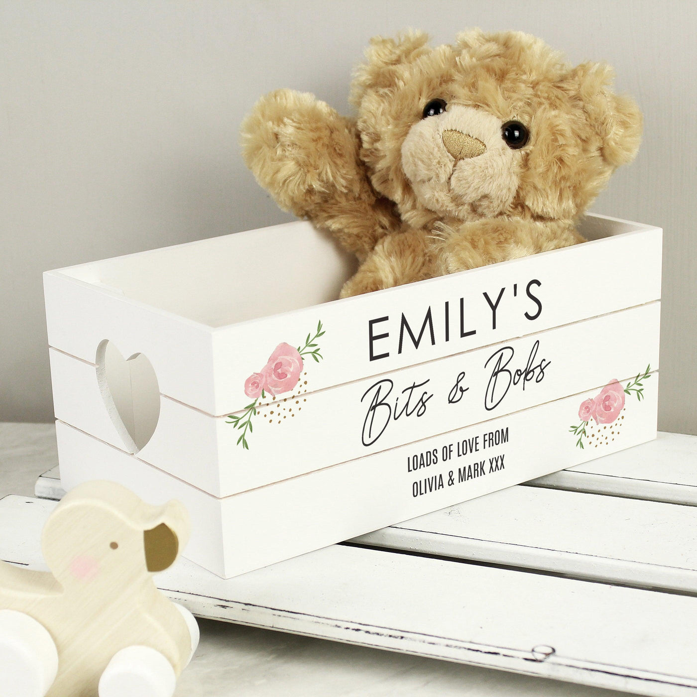 Personalised Abstract Rose White Wooden Crate - Shop Personalised Gifts