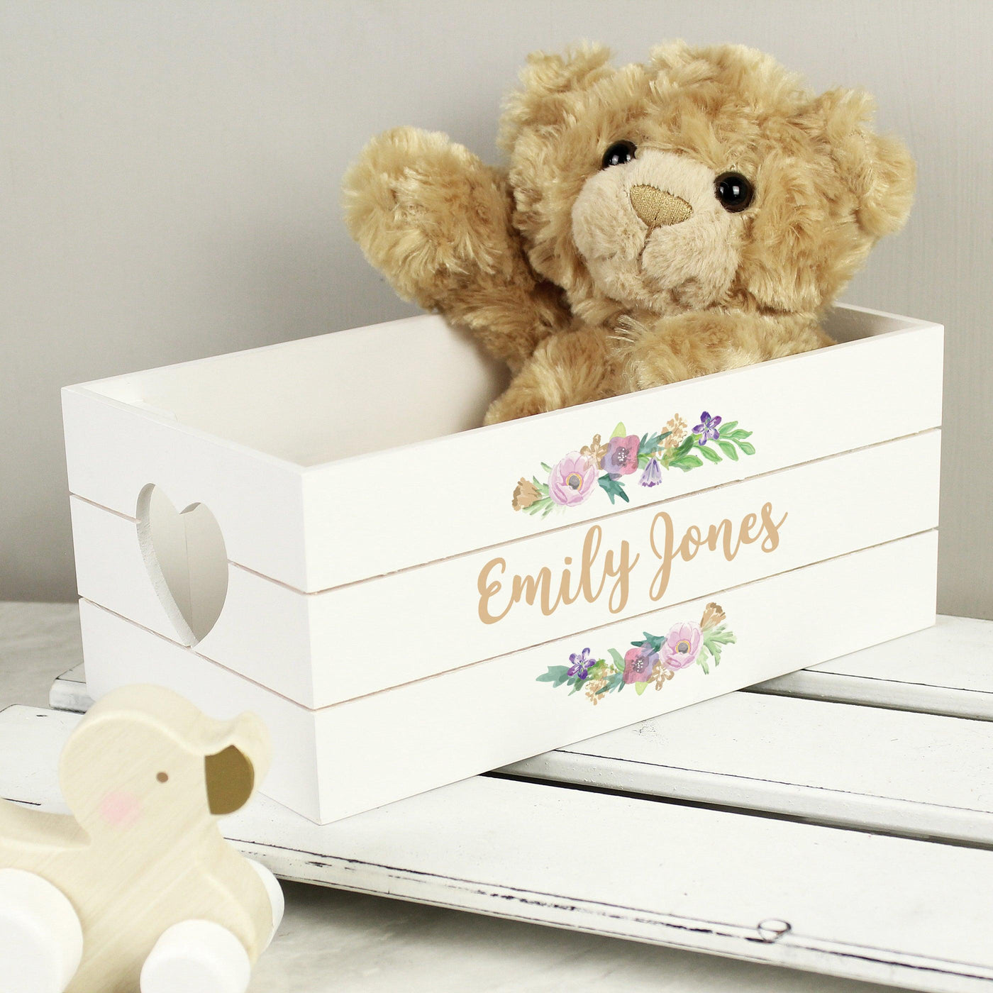 Personalised Floral Couples White Wooden Crate - Shop Personalised Gifts