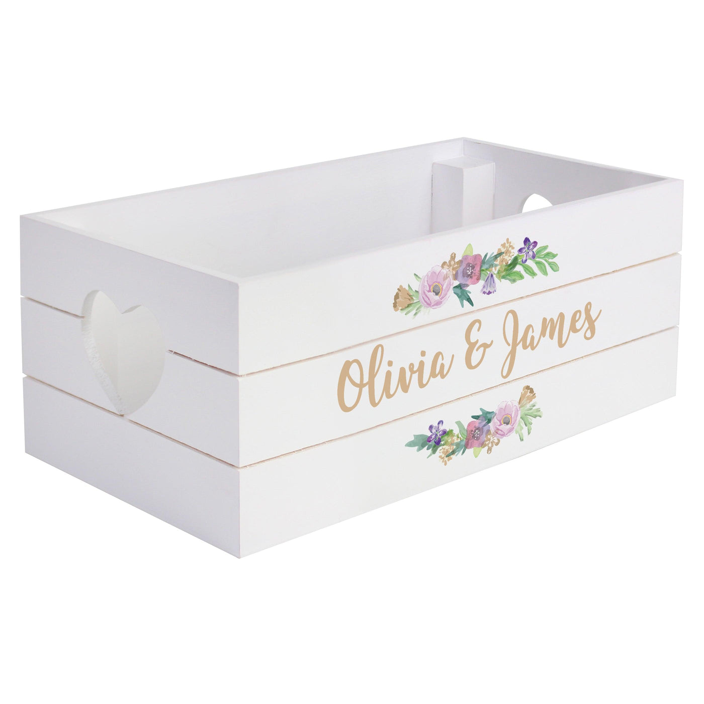 Personalised Floral Couples White Wooden Crate - Shop Personalised Gifts