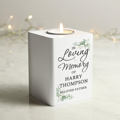 Personalised In Loving Memory White Wooden Tea light Holder - Shop Personalised Gifts
