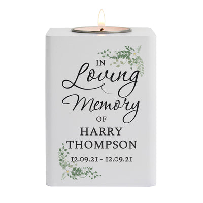 Personalised In Loving Memory White Wooden Tea light Holder - Shop Personalised Gifts