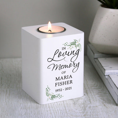 Personalised In Loving Memory White Wooden Tea light Holder - Shop Personalised Gifts