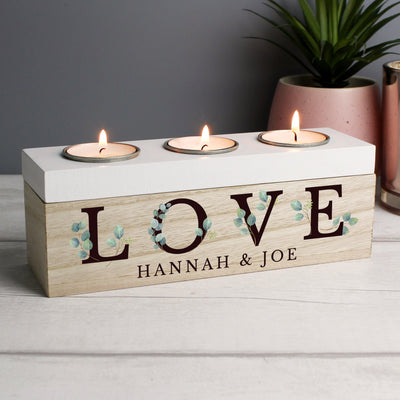 Personalised Love Botanical Triple Tea Light Box - Shop Personalised Gifts