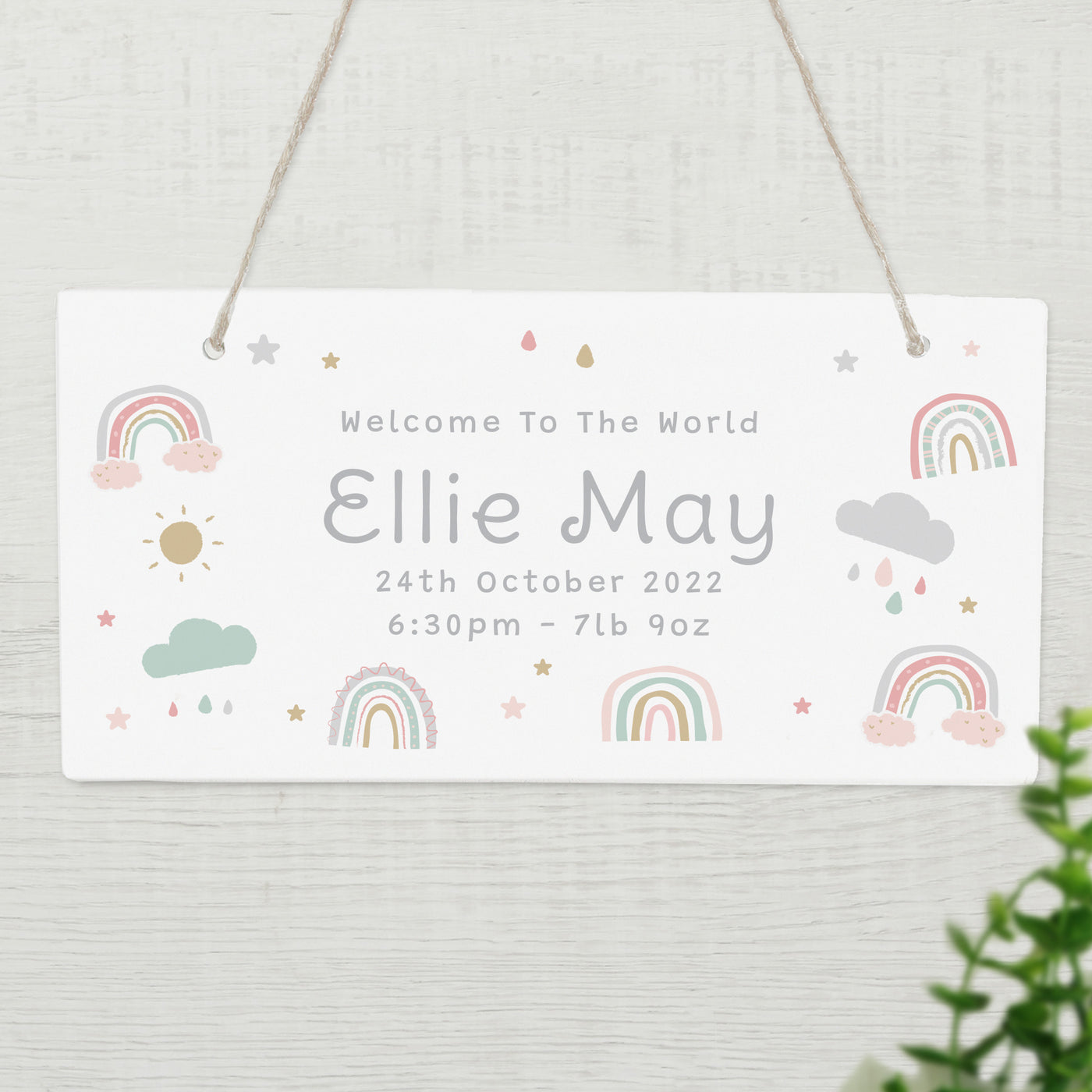 Personalised Rainbow Wooden Sign Hanging Decoration