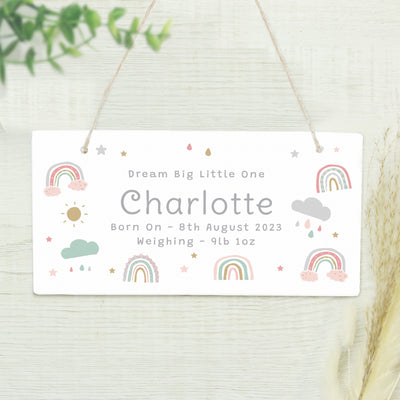 Personalised Rainbow Wooden Sign Hanging Decoration