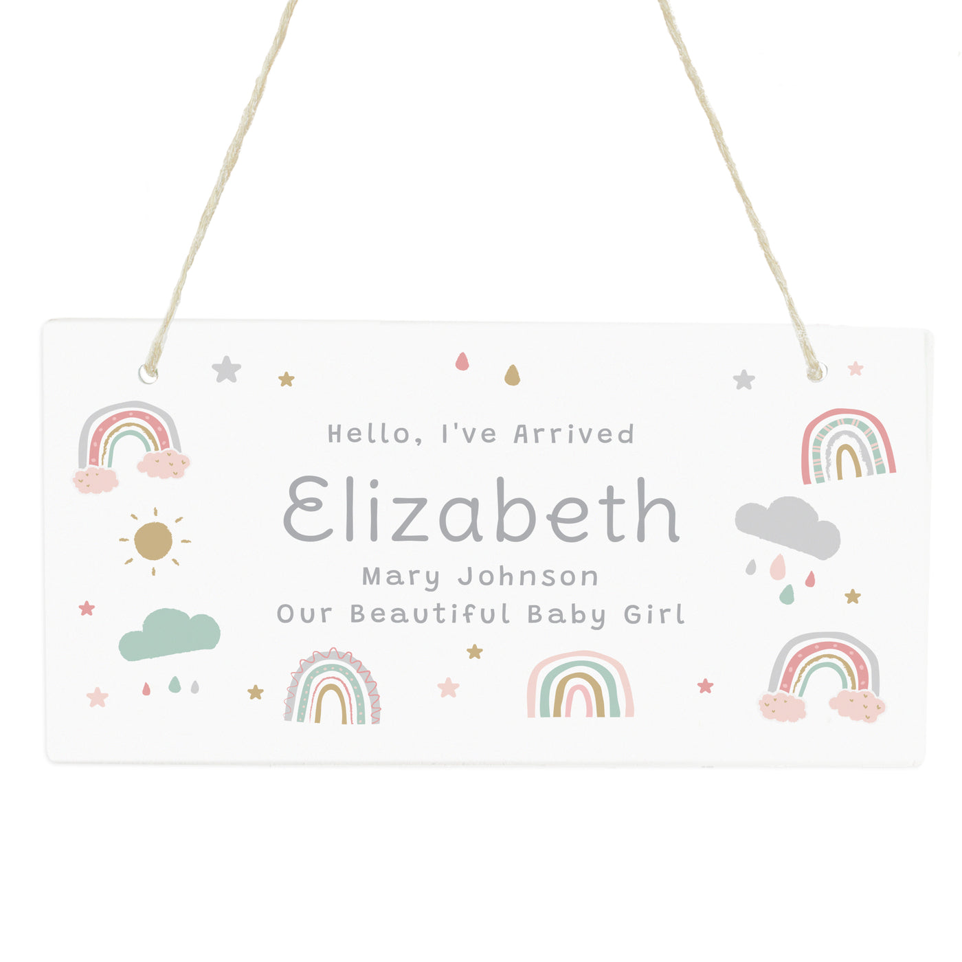 Personalised Rainbow Wooden Sign Hanging Decoration