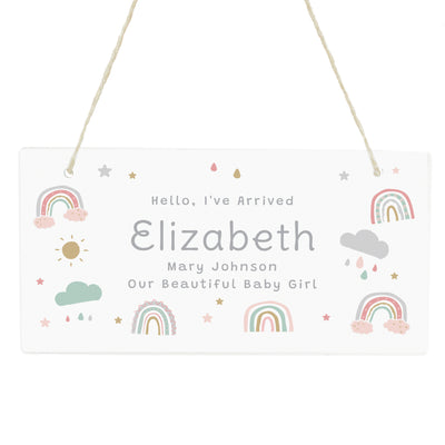 Personalised Rainbow Wooden Sign Hanging Decoration