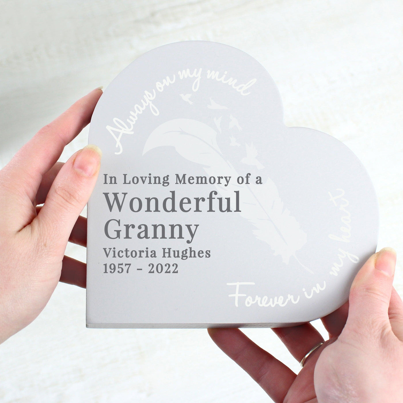 Personalised Feather Free Standing Heart Ornament - Shop Personalised Gifts