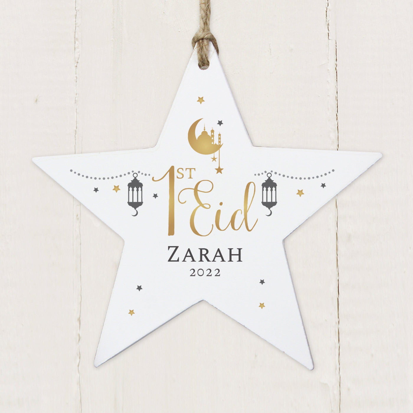 Personalised 1st Eid Wooden Star Decoration - Shop Personalised Gifts