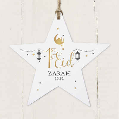 Personalised 1st Eid Wooden Star Decoration - Shop Personalised Gifts