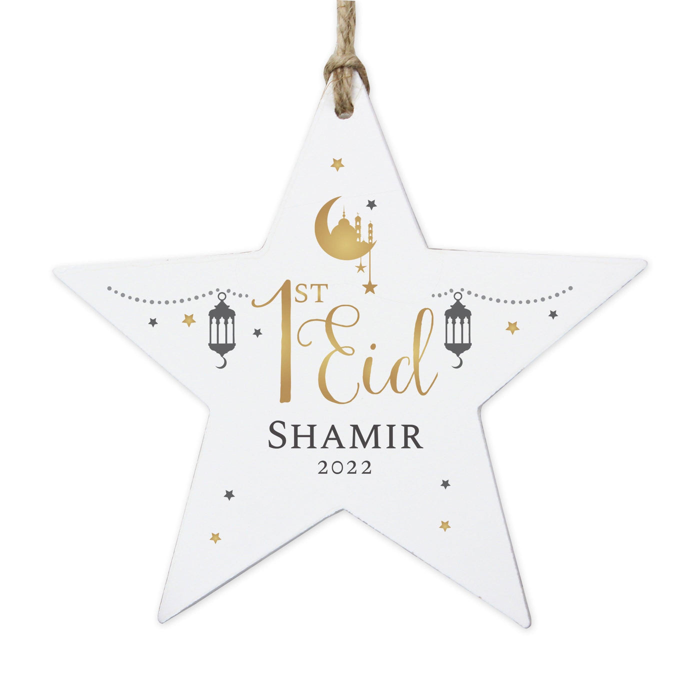 Personalised 1st Eid Wooden Star Decoration - Shop Personalised Gifts
