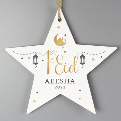Personalised 1st Eid Wooden Star Decoration - Shop Personalised Gifts