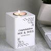 Personalised Floral Leaf White Wooden Tea Light Candle Holder - Shop Personalised Gifts