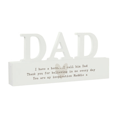 Personalised Free Text Heart Wooden Dad Ornament