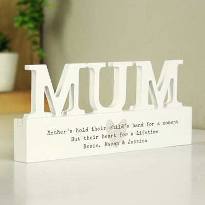 Personalised Free Text Heart Wooden Mum Ornament