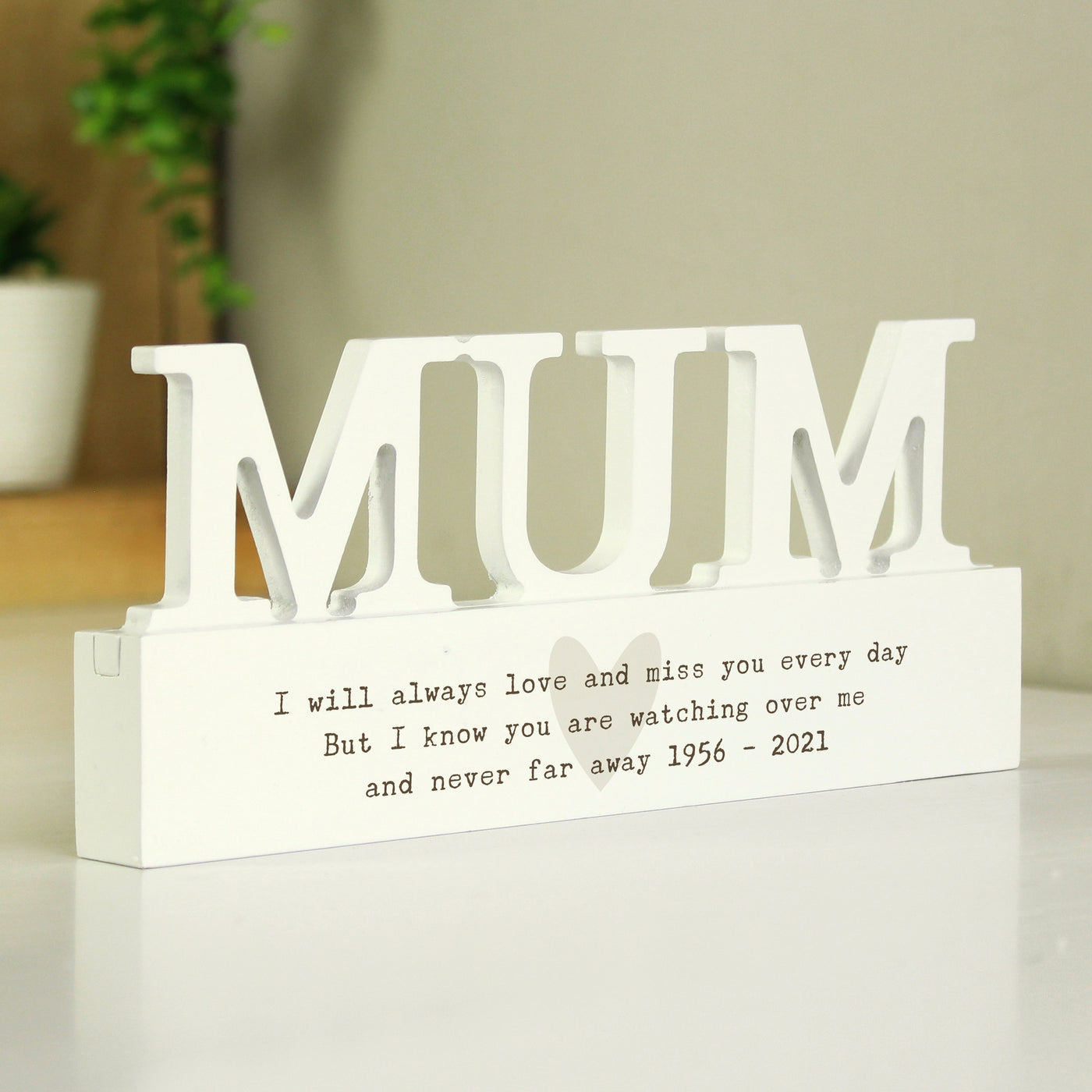 Personalised Free Text Heart Wooden Mum Ornament