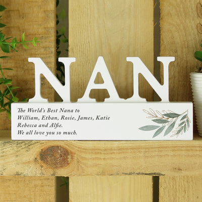 Personalised Botanical Wooden Nan Ornament