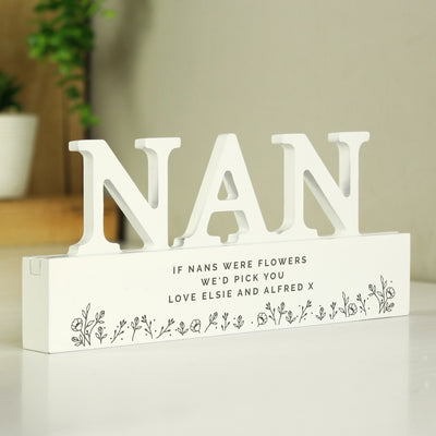 Personalised Floral Wooden Nan Ornament