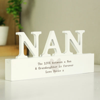 Personalised Free Text Heart Wooden Nan Ornament