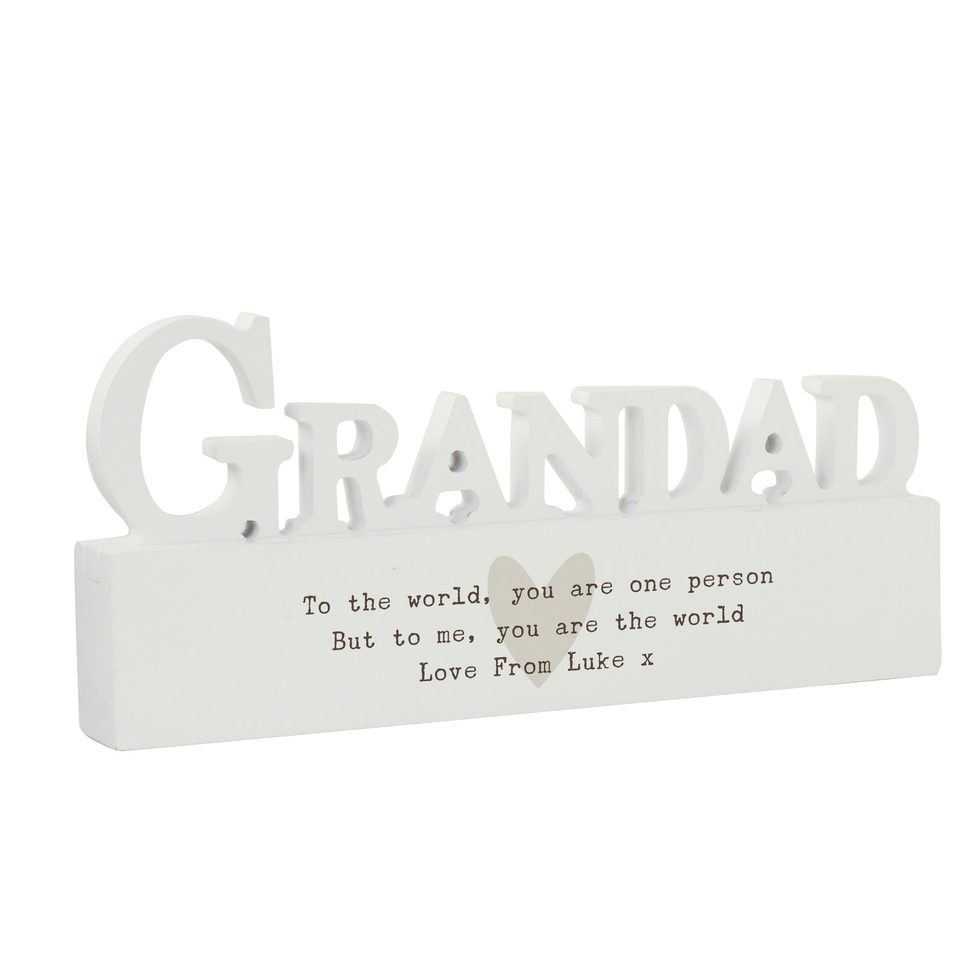 Personalised Free Text Heart Wooden Grandad Ornament