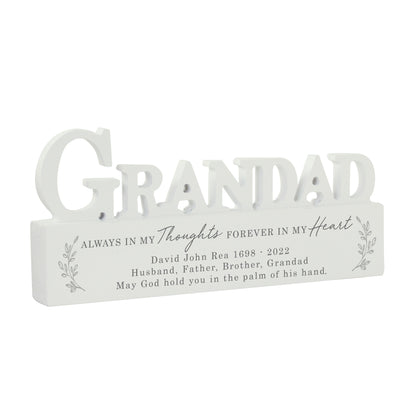 Personalised In Loving Memory Wooden Grandad Ornament