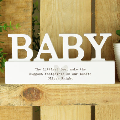 Personalised Free Text Heart Wooden Baby Ornament