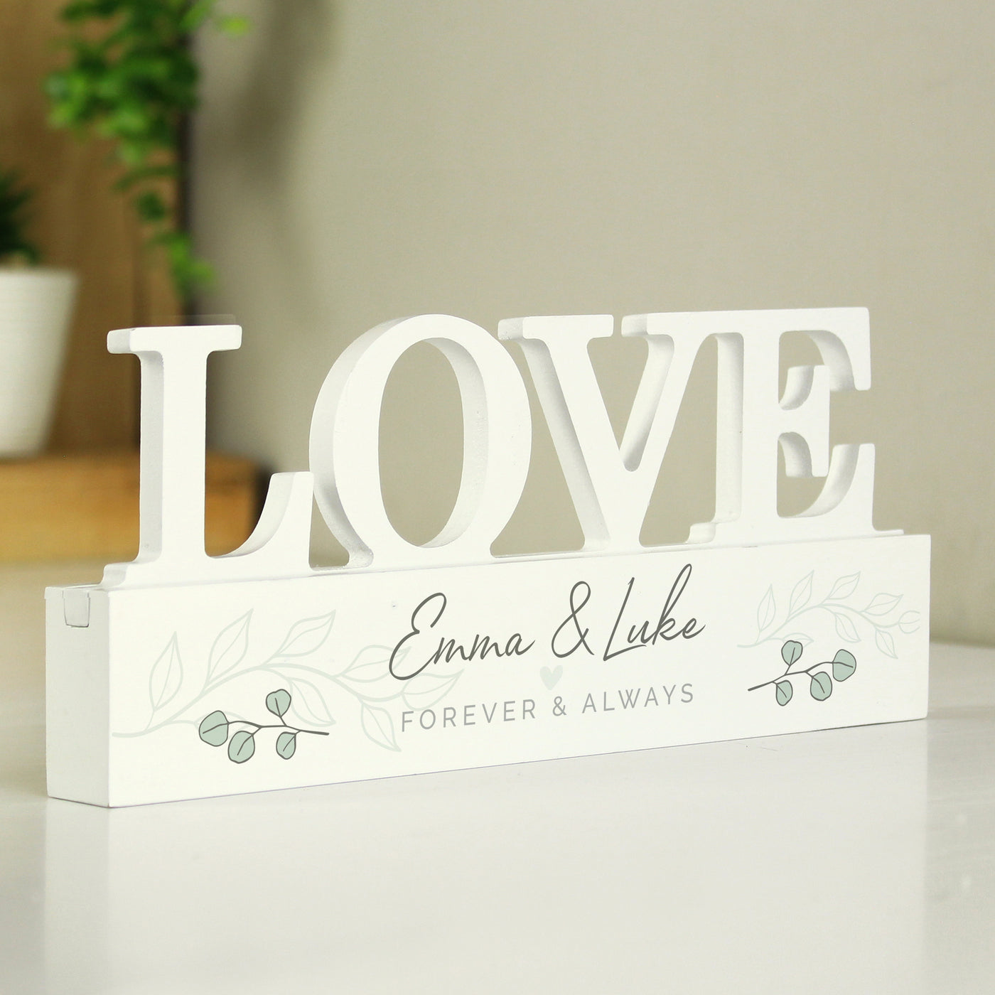 Personalised Botanical Wooden Love Ornament