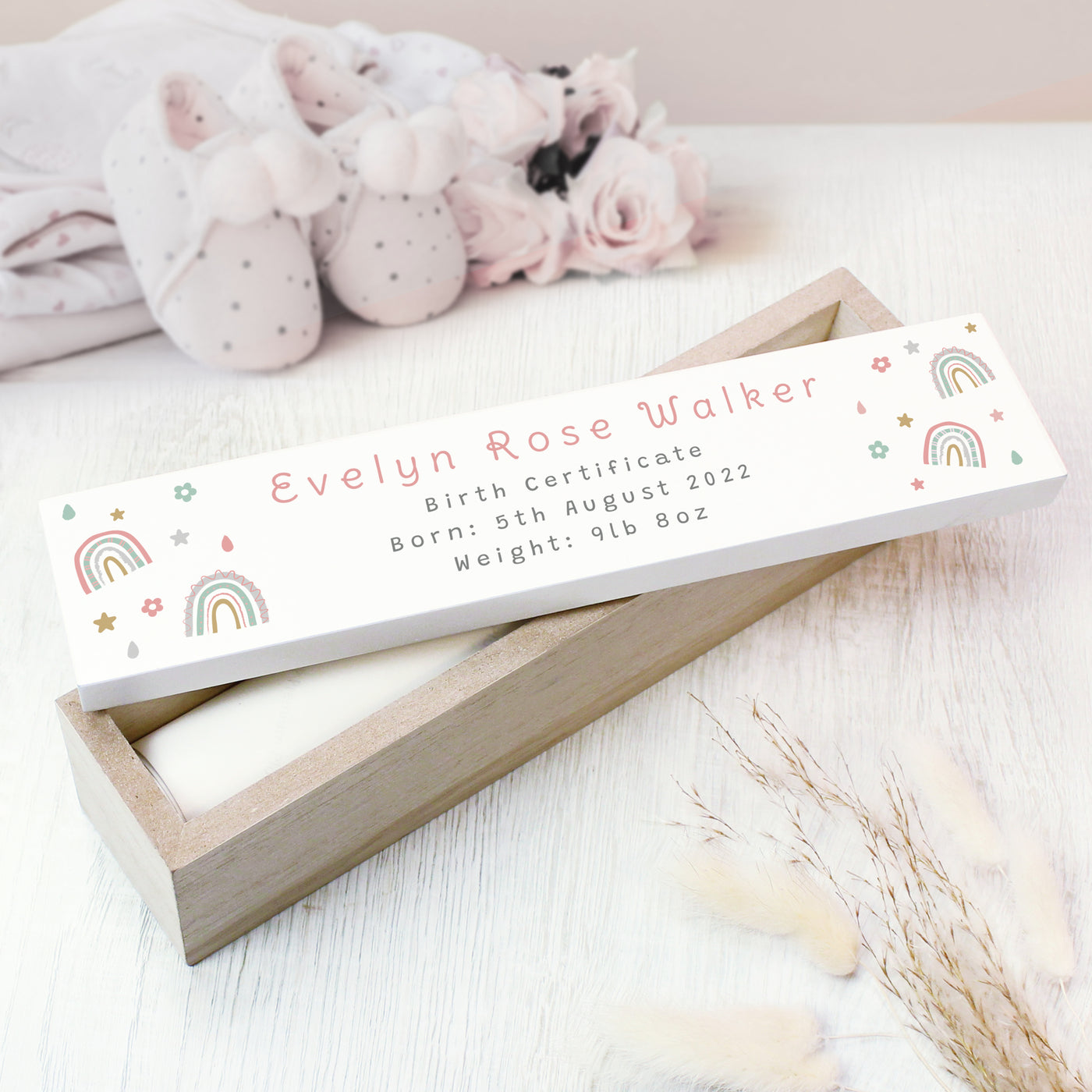 Personalised Rainbow Wooden Certificate Holder