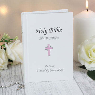Personalised Pink Cross Bible - Shop Personalised Gifts