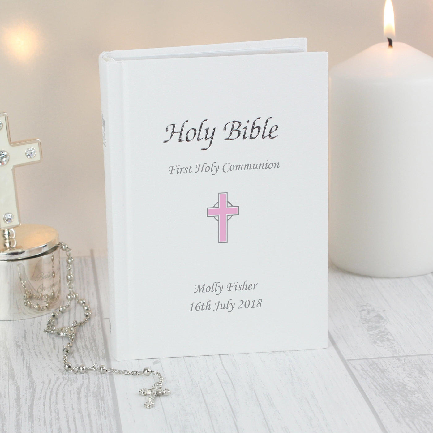 Personalised Pink Cross Bible - Shop Personalised Gifts