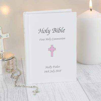 Personalised Pink Cross Bible - Shop Personalised Gifts