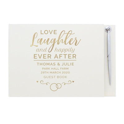 Personalised Happily Ever After Wedding Hardback Guest Book & Pen - Shop Personalised Gifts