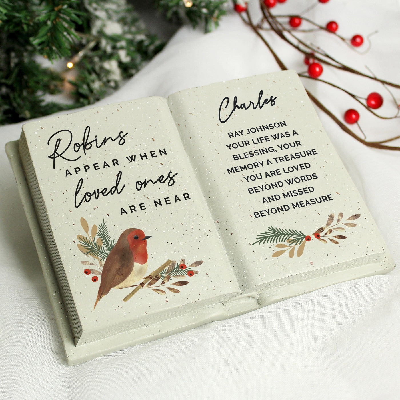 Personalised Robins Appear.. Resin Memorial Book - Shop Personalised Gifts