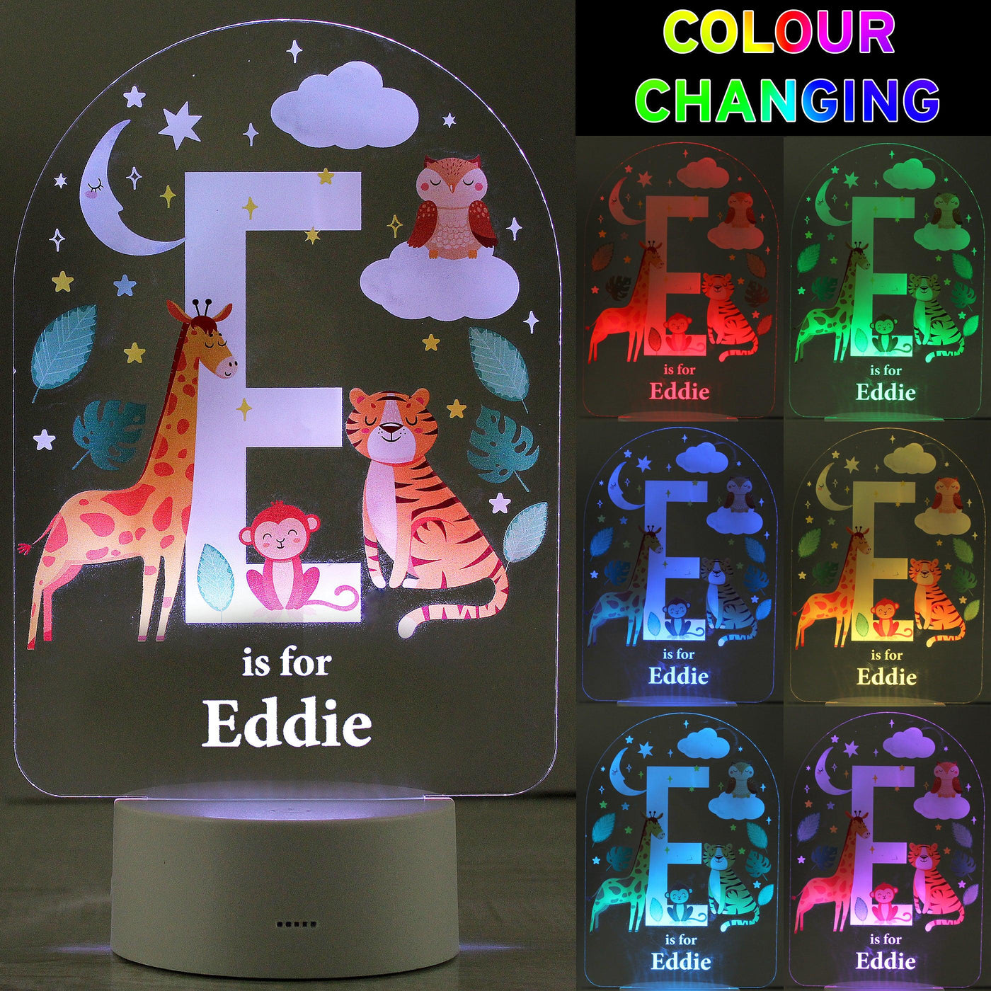 Personalised Animal Alphabet LED Colour Changing Night Light - Shop Personalised Gifts