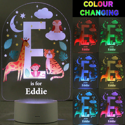 Personalised Animal Alphabet LED Colour Changing Night Light - Shop Personalised Gifts