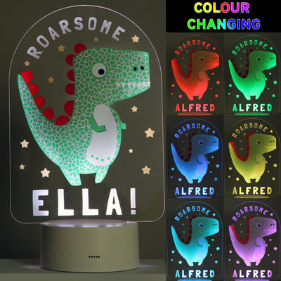 Personalised Roarsome Dinosaur LED Colour Changing Night Light - Shop Personalised Gifts