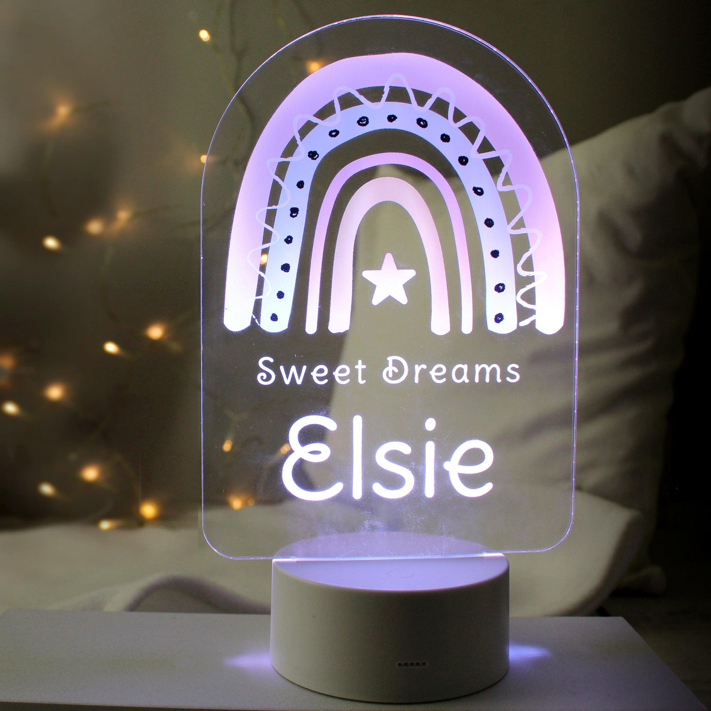 Personalised Pink Rainbow LED Colour Changing Night Light - Shop Personalised Gifts